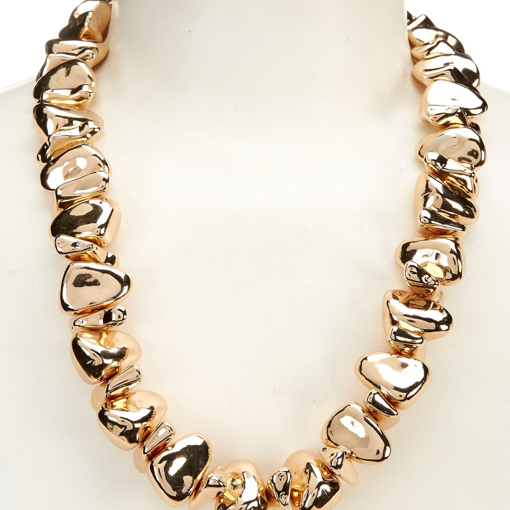 Anna & Ava Gold Necklace Organic Oversized Molten Gold Beaded Collar Necklace